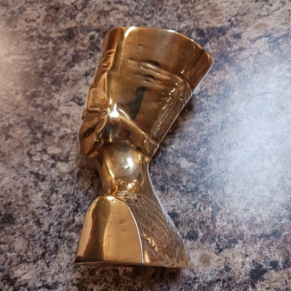 Vintage Heavy Brass Egyptian Queen  Nefertiti Mini Bust - Picture 7 of 9